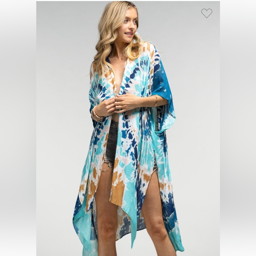 Airy Blue Tie Dye Kimono
